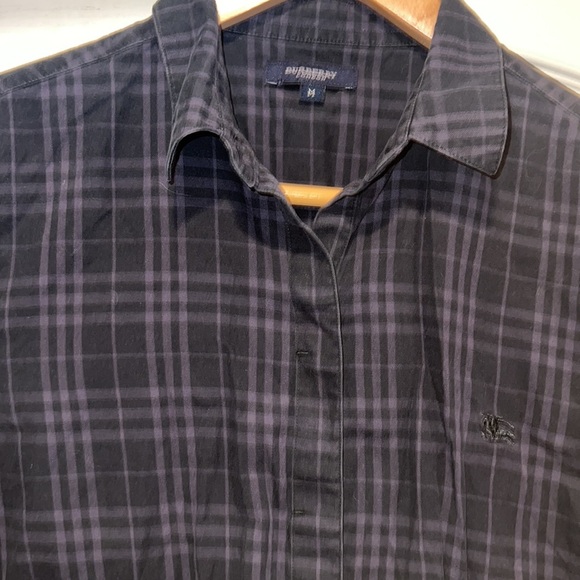 Vintage Boys Burberry London Dark Plaid Button-up - Picture 3 of 5